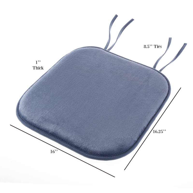 Memory Foam Chair Cushion 16”x 16.25” Plush Chair Pad with Ties by